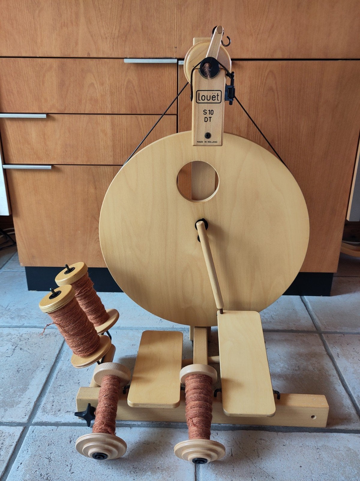 Spinnewiel dubbeltraps Louet, Ophalen, Gebruikt, Spinnewiel