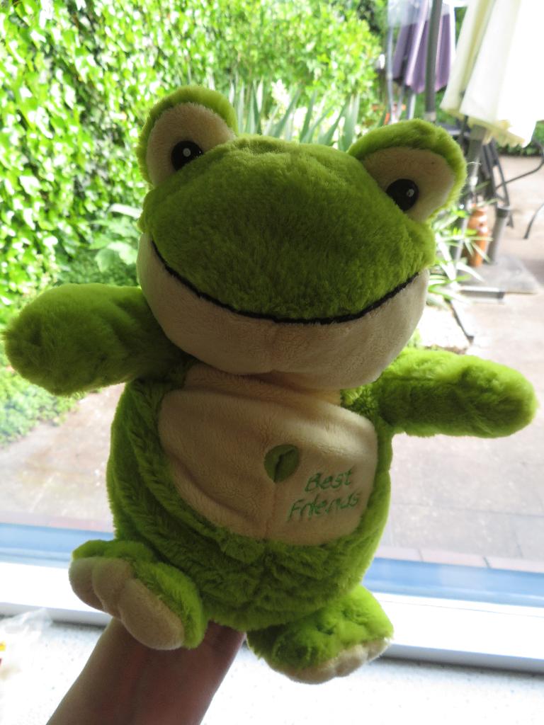 Handpop groene  kikker merk Best Friends van Nicotoy, Kikker, Groen, Ophalen of Verzenden, Zo goed als nieuw