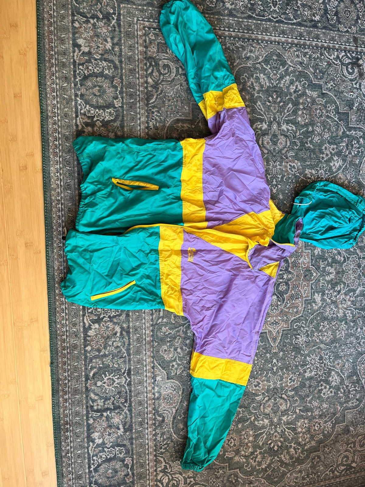Vintage Anuy Windjack - Kleurrijk en Comfortabel, Ophalen, Gedragen, Maat 46/48 (XL) of groter, Paars