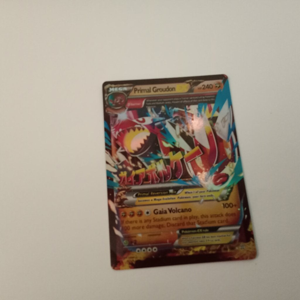 Primal Groudon Mega EX Pokémon Kaart, Ophalen of Verzenden, Zo goed als nieuw, Losse kaart, Foil