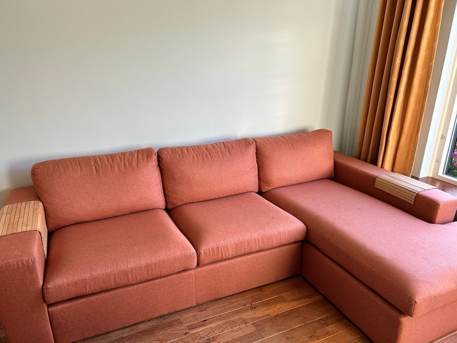 Hoekbank met chaise longue - Zo goed als nieuw, Ophalen, 250 tot 300 cm, 125 tot 150 cm, Hoekbank