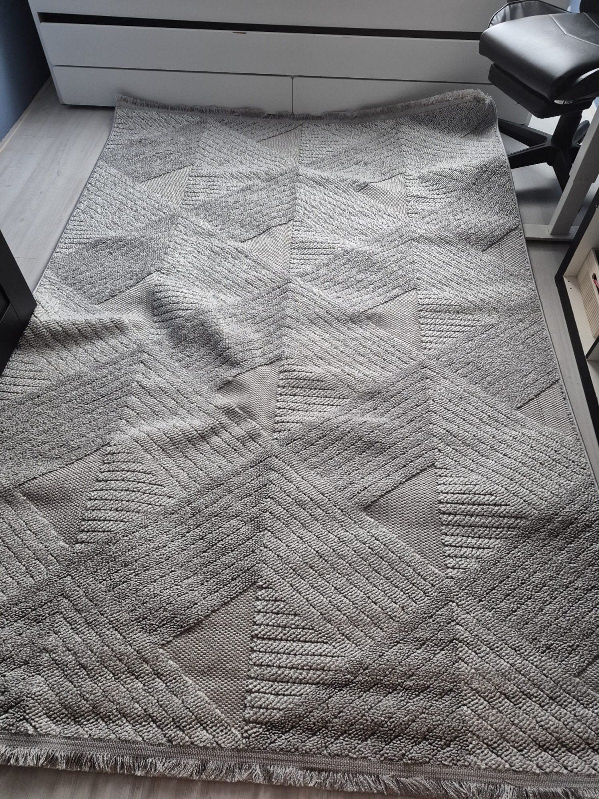 Elegant Grijs Turks Tapijt, Ophalen, 200 cm of meer, Grijs, Modern geometrisch