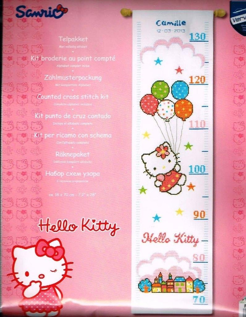 Cado SALE Hello Kitty borduurpakket groeimeter Ballonnen, Hobby en Vrije tijd, Borduren en Borduurmachines, Ophalen of Verzenden