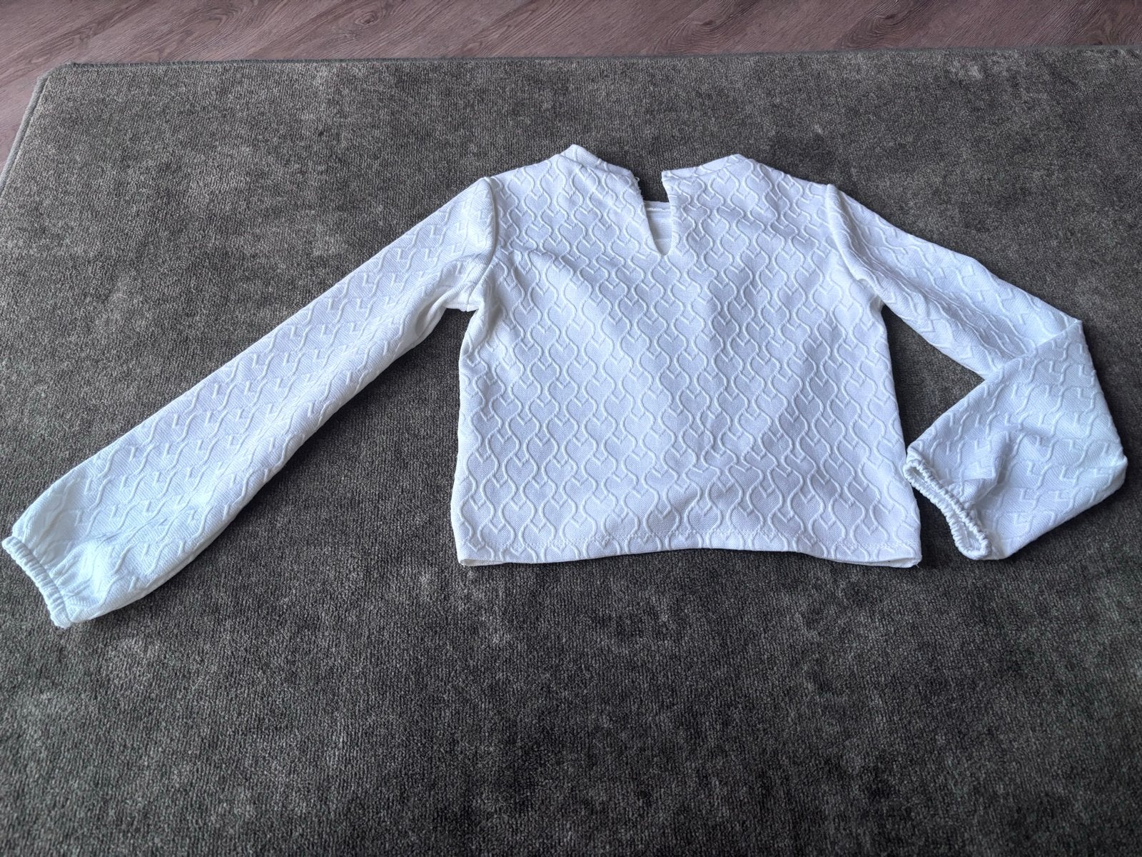 Shoeby Witte Top met Lange Mouwen en Hartjespatroon, Ophalen of Verzenden, Zo goed als nieuw, Meisje, Shirt of Longsleeve
