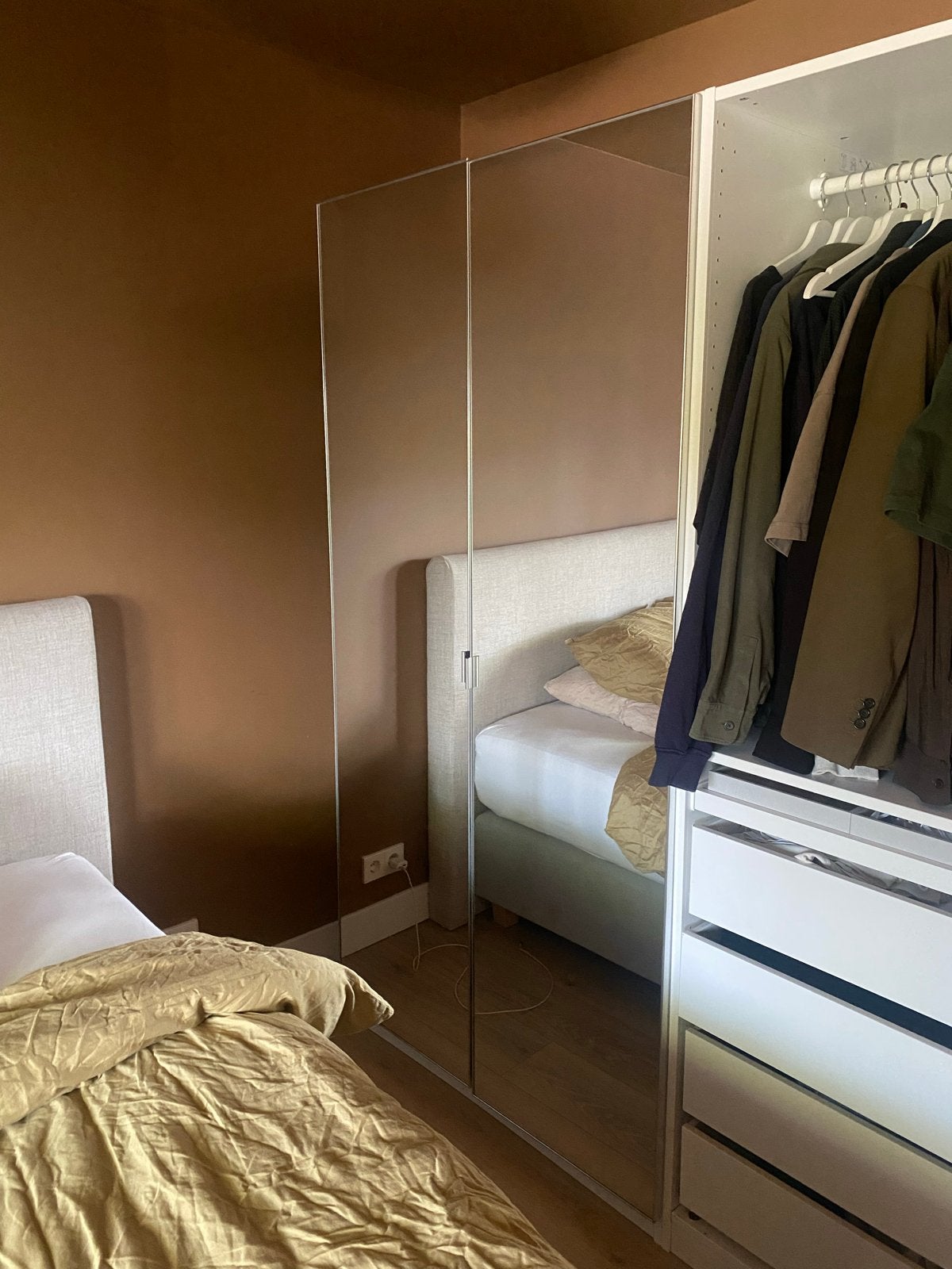 3x IKEA PAX spiegeldeuren AHEIM 50x195 cm, Ophalen, Gebruikt, 150 tot 200 cm, Rechthoekig