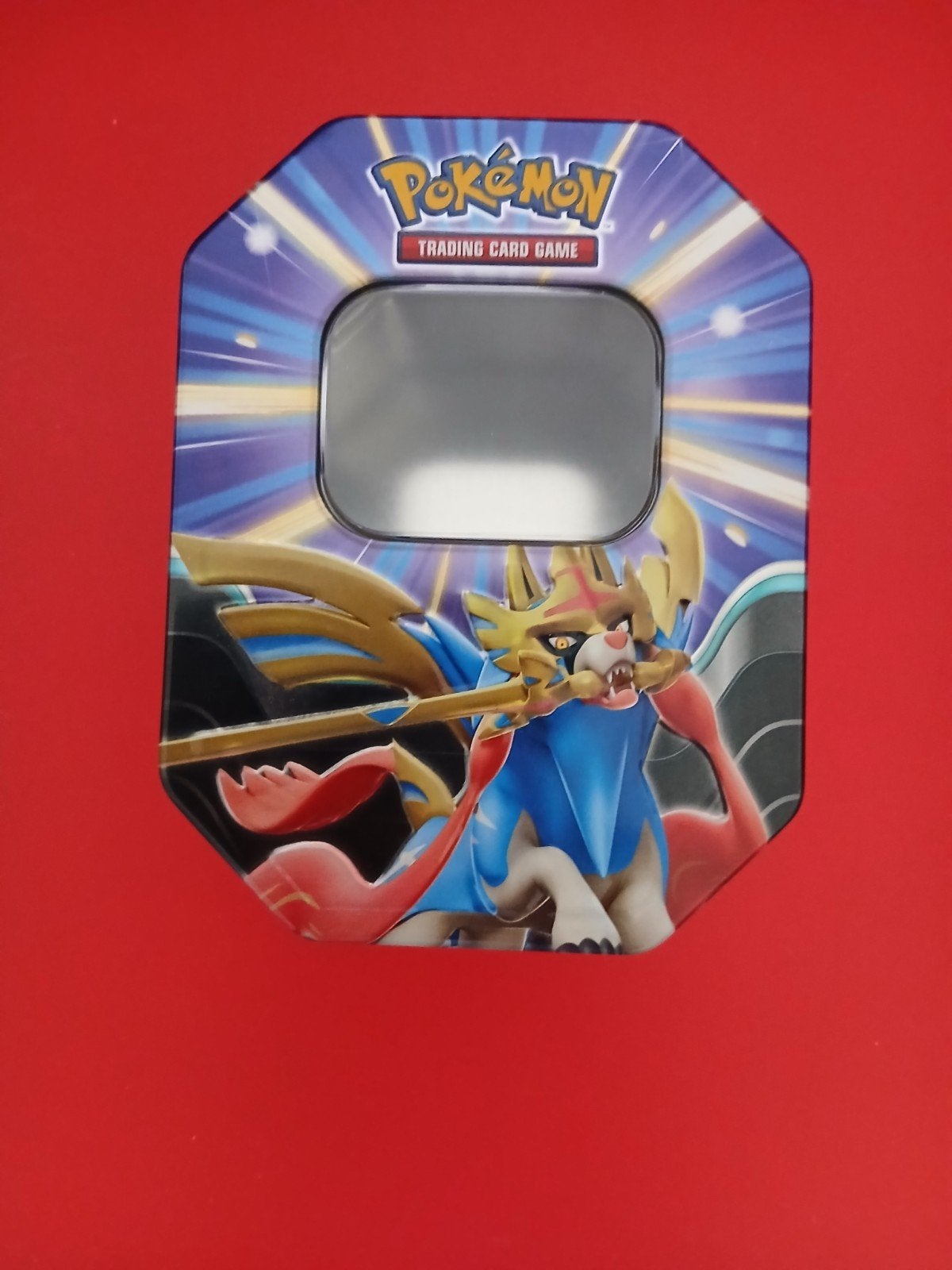 Mooie ijzeren Zacian blik Pokémon Trading Card Game, Ophalen of Verzenden, Gebruikt, Overige typen
