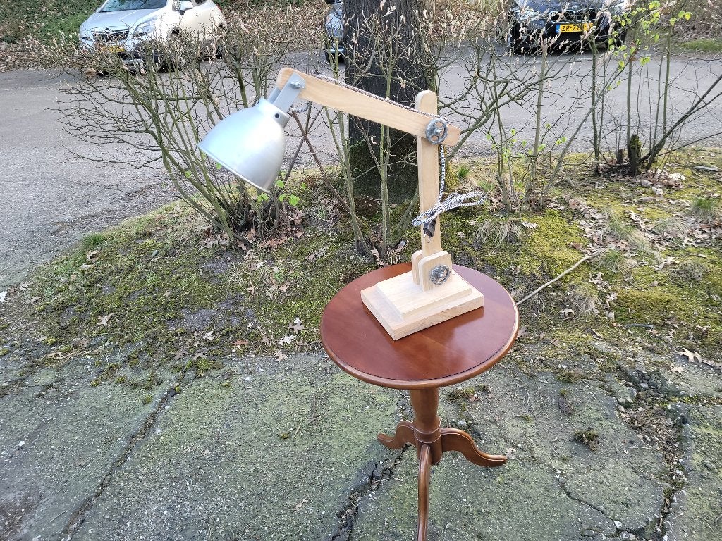 vintage houten tafel lamp, Ophalen of Verzenden, Zo goed als nieuw