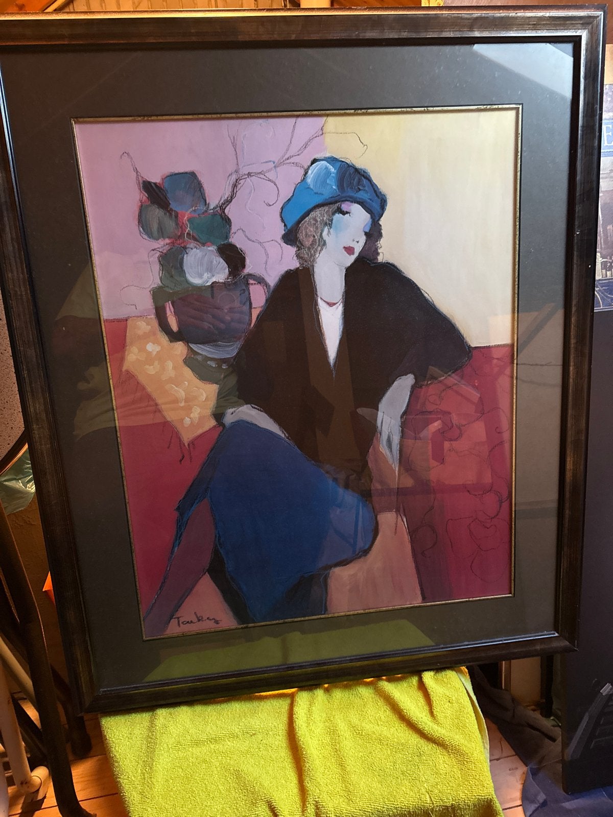 Modern portret van een vrouw, gesigneerd 'tarkay', Abstract, Portret of Personen, Ophalen of Verzenden, Gesigneerd