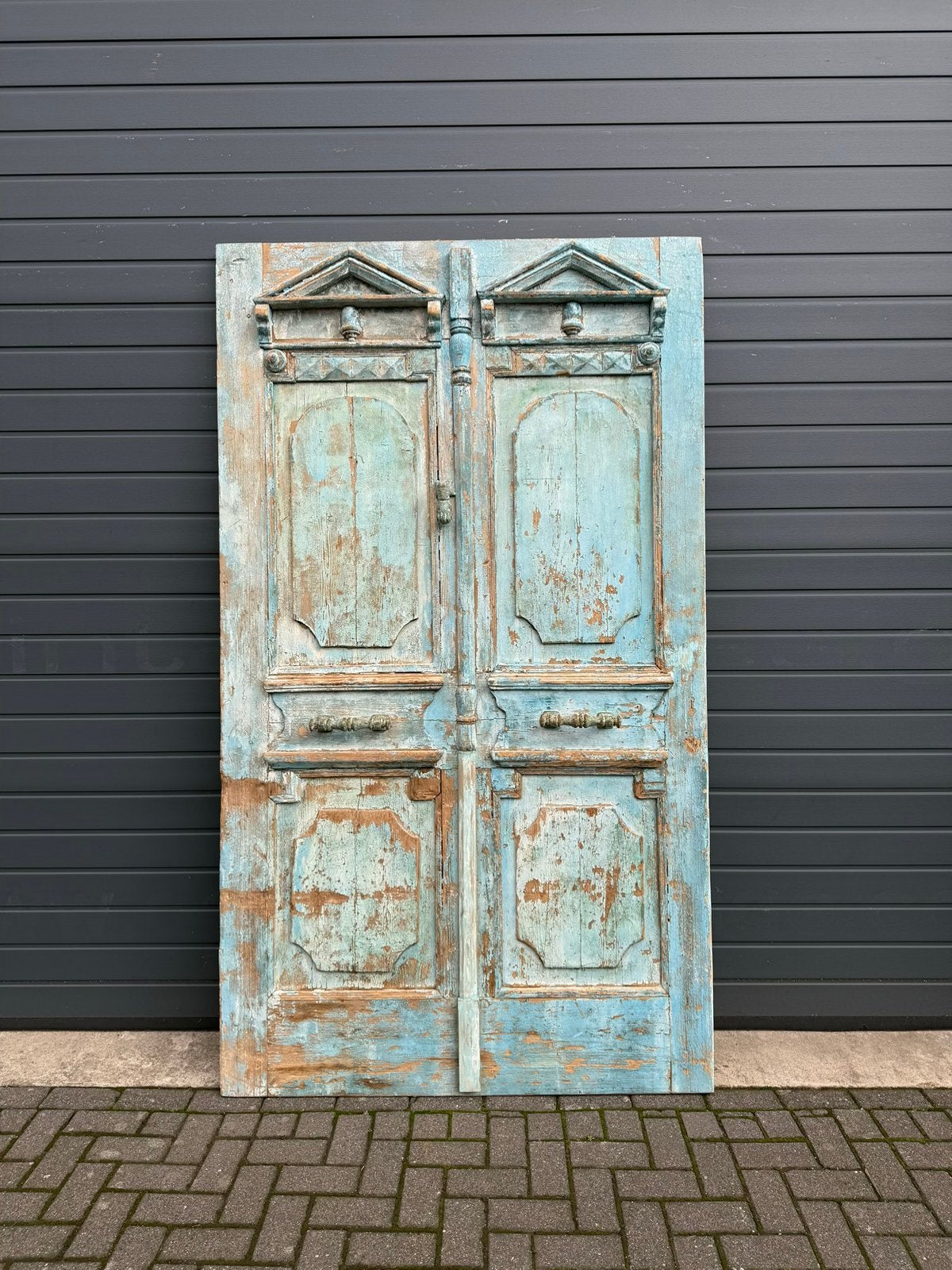 Enkele deur met oude patina en klassiek lijstwerk, Ophalen of Verzenden, Gebruikt, Hout