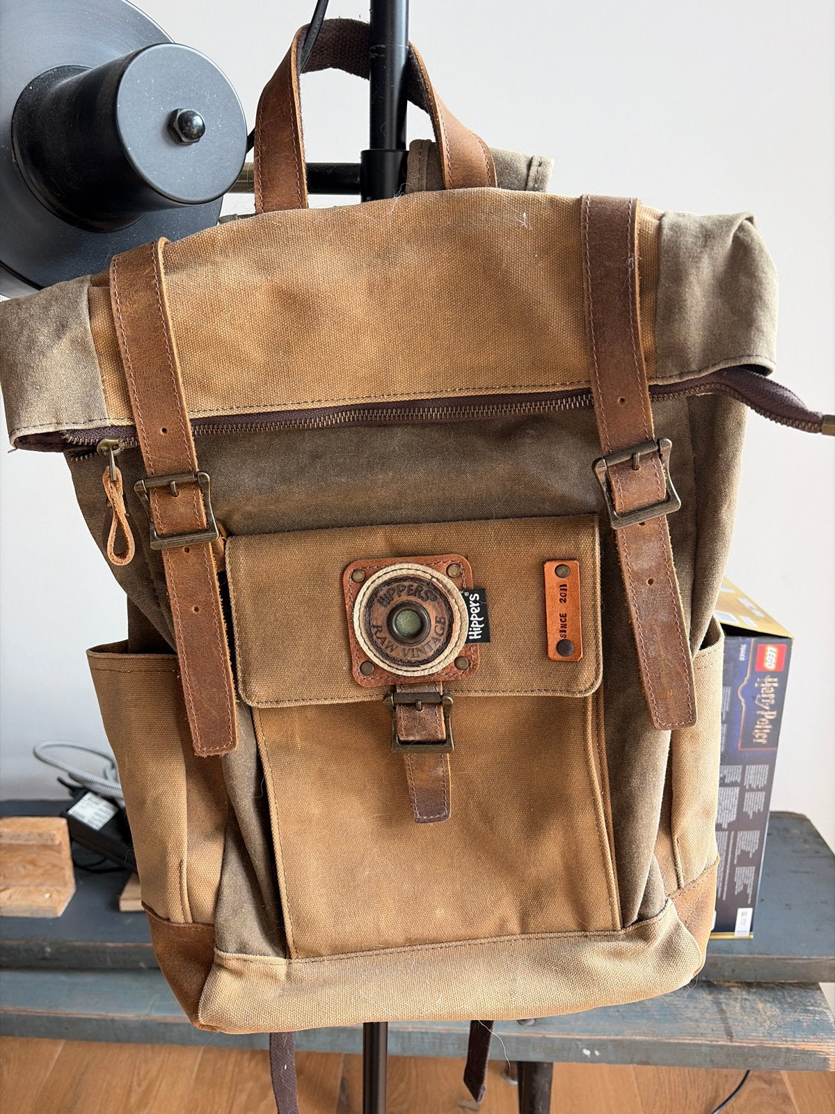 Hippers rugzak - Canvas en leer - Zo goed als nieuw, Sieraden, Tassen en Uiterlijk, 25 tot 40 cm, Ophalen of Verzenden, Zo goed als nieuw