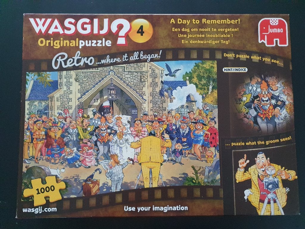 Puzzel 1000 Wasgij Wat ziet de bruidegom..., Ophalen of Verzenden, 500 t/m 1500 stukjes, Zo goed als nieuw, Legpuzzel