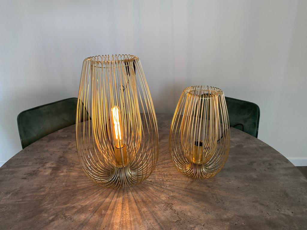 Tafellampen Leitmotiv, goud, 2 stuks: 33 en 45cm hoog, Huis en Inrichting, Lampen | Tafellampen, Ophalen, Zo goed als nieuw, Overige materialen