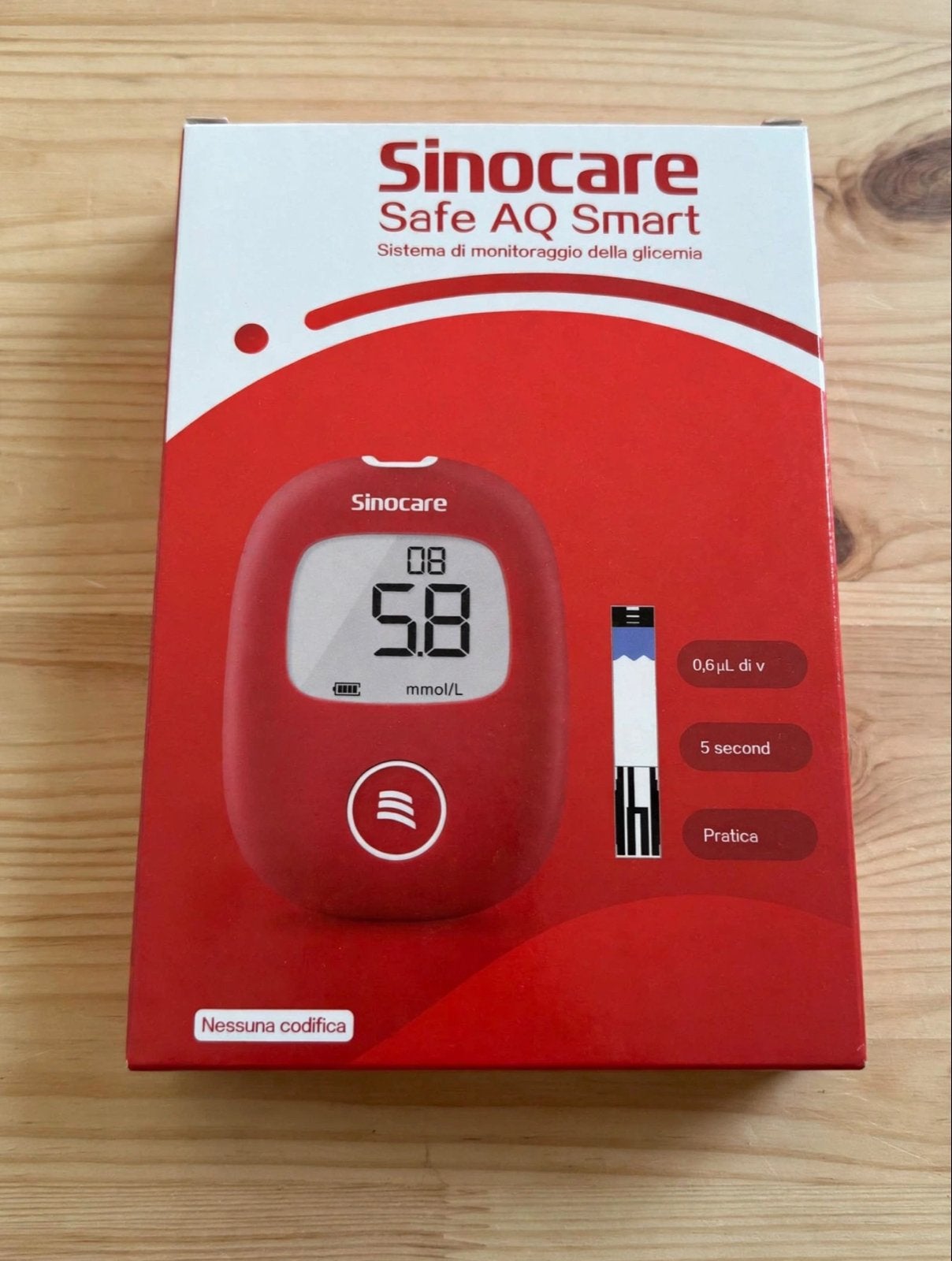 Sinocare Safe AQ Smart Bloedglucosemeter + 50 strips, Ophalen of Verzenden, Nieuw, Overige typen