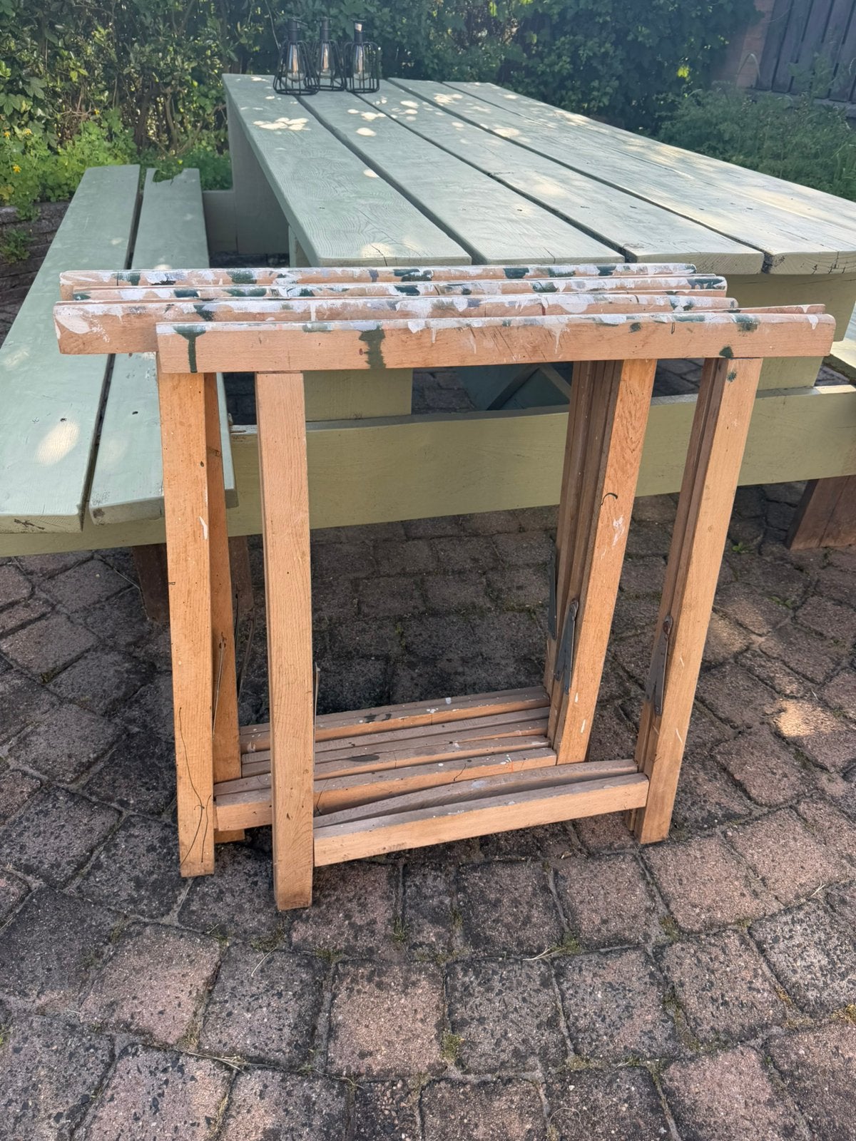 4 schragen voor €5, Ophalen, Gebruikt, Hout, Overige typen