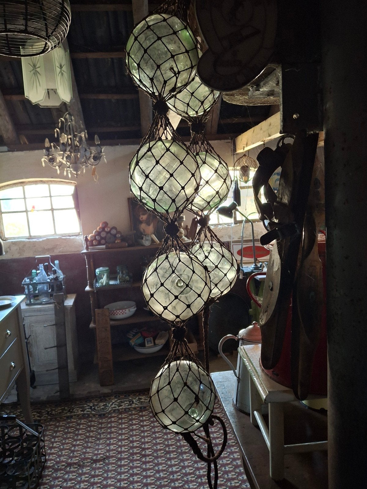 Antieke Drijvers - 7 Stuks met Touw - Vintage Decoratie, Ophalen of Verzenden