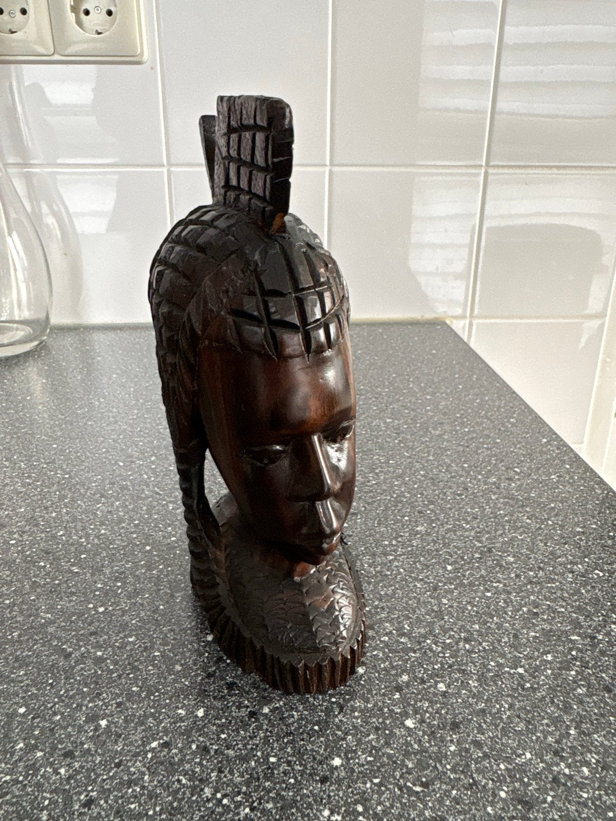 Houten Afrikaans Beeld - Vrouwenhoofd, Ophalen, Minder dan 20 cm, Handgemaakt, Beeld
