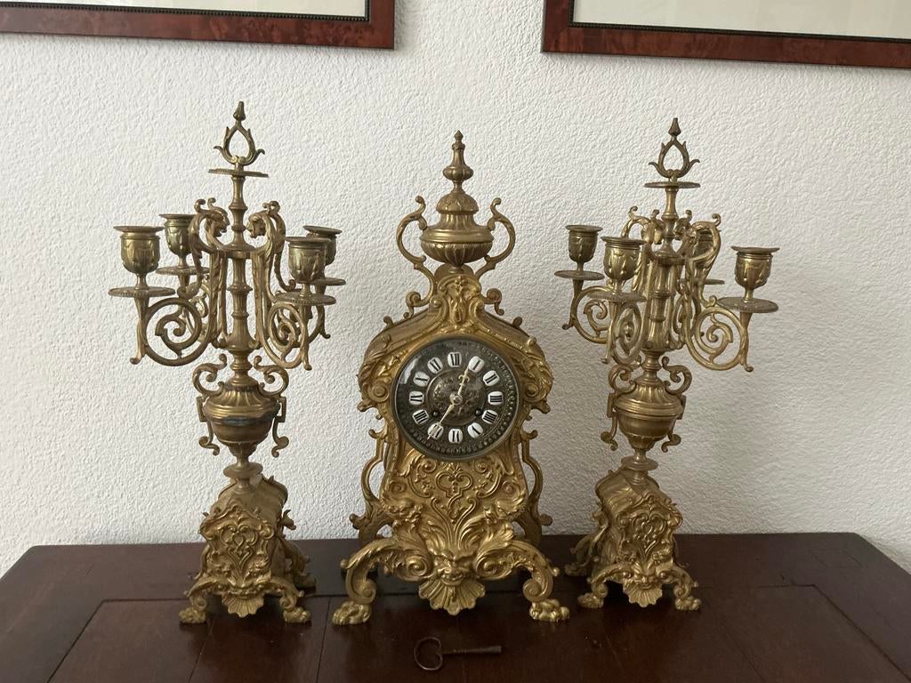 Antieke klok met kandelaars, Antiek en Kunst, Antiek | Klokken, Ophalen