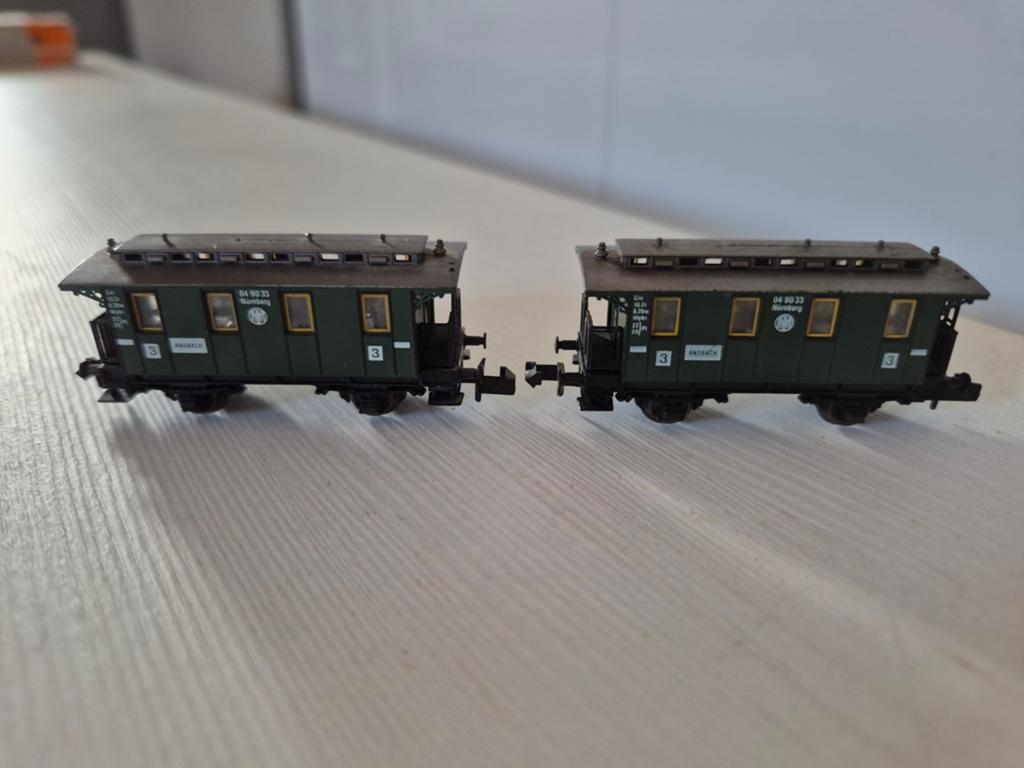 3 Fleischmann N-spoor rijtuigen 8051/8301, Gebruikt, Gelijkstroom, Fleischmann, Wagon
