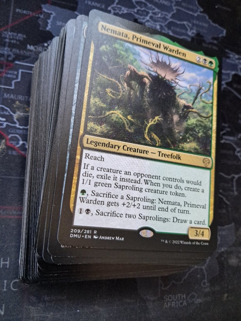 MTG Commander Budget Deck Nemata Saproling tokens groenzwart, Ophalen of Verzenden, Zo goed als nieuw, Speeldeck