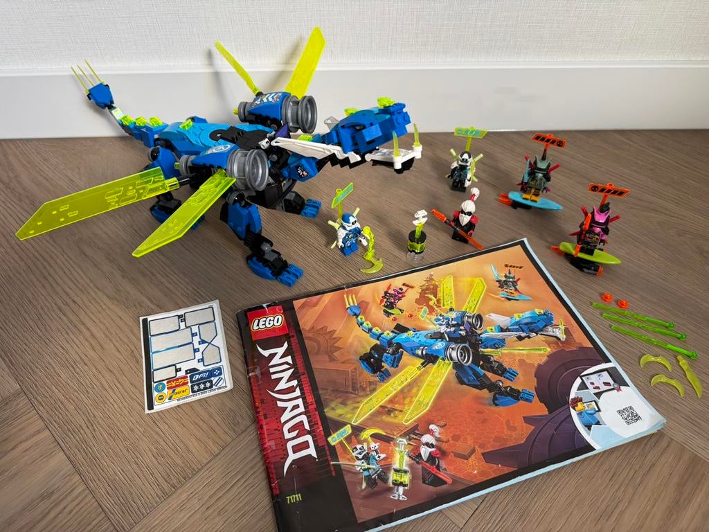 100% compleet Lego Ninjago 71711 Jay’s Cyber Dragon, Compleet, Lego, Ophalen of Verzenden, Zo goed als nieuw