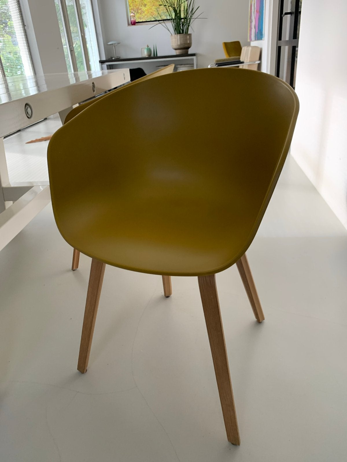 3 Kuipstoelen HAY About A Chair AAC22 (Wit & Okergeel), Overige kleuren, Drie, Zo goed als nieuw, Ophalen