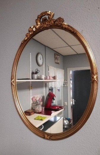 Mooie ovaale strik spiegel, Ophalen of Verzenden, Zo goed als nieuw, Rechthoekig, Minder dan 100 cm