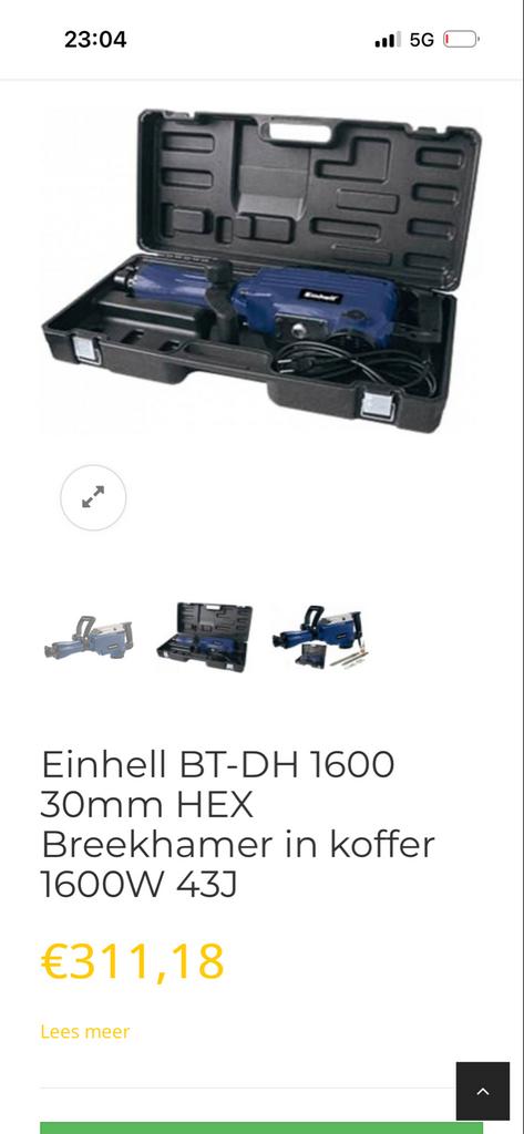 Einhell BT-DH 1600 Sloophamer in koffer, Ophalen, Gebruikt, 600 watt of meer, Boor- en/of Breekhamer