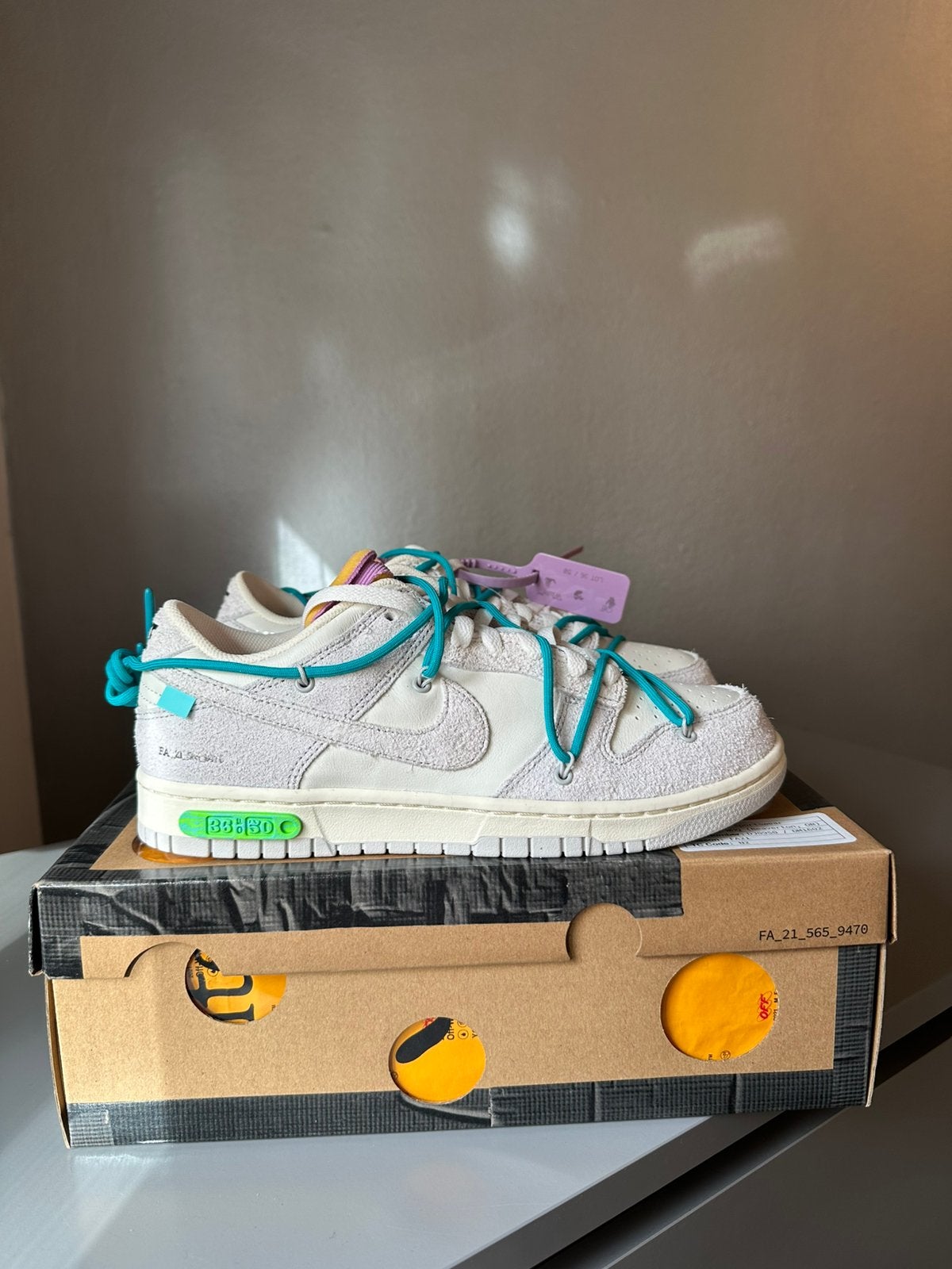 Nike Dunk Low Off-White "Lot 36" 43, Overige kleuren, Nike, Nieuw, Ophalen of Verzenden