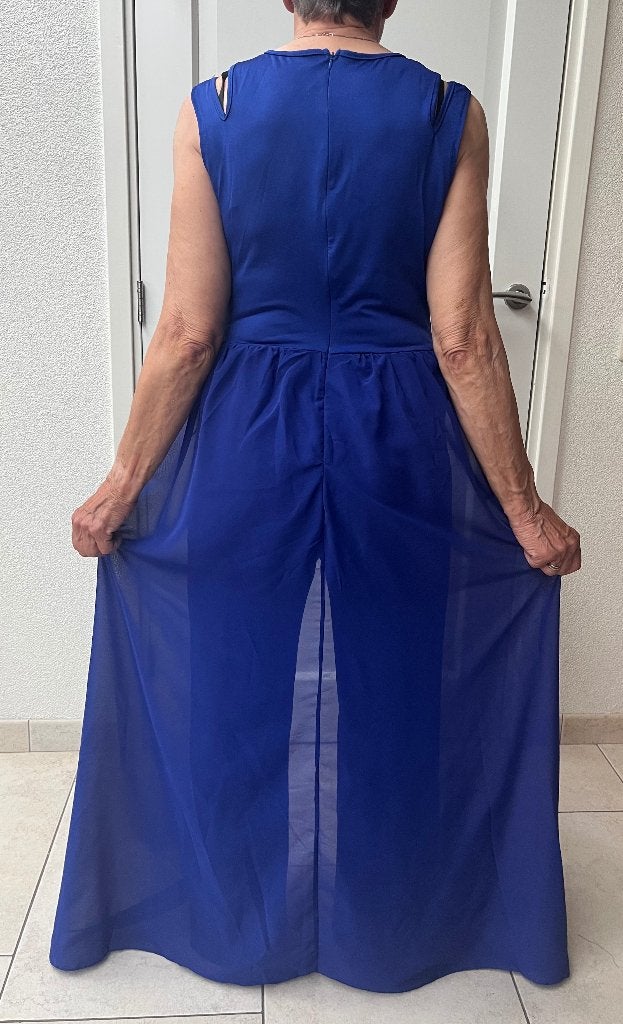 2X NIEUWE JUMPSUITS MET TULE ROK KONINGS BLAUW MAAT M + L., Kleding | Dames, Blauw, Maat 42/44 (L), Nieuw, Ophalen of Verzenden
