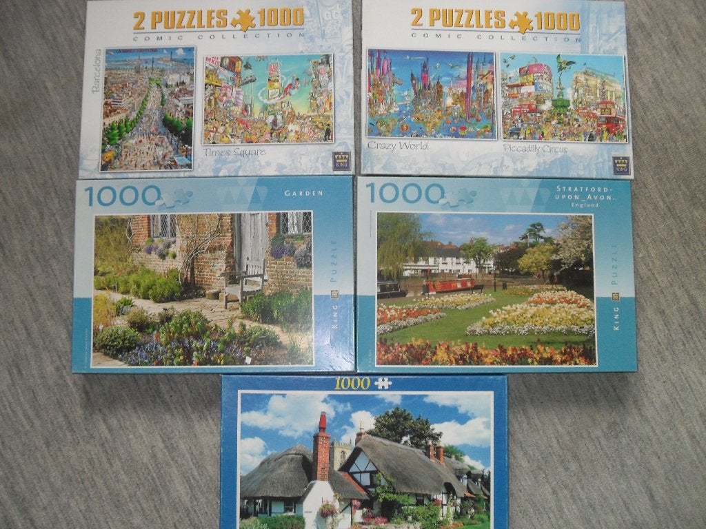 5 KING PUZZELDOZEN., Hobby en Vrije tijd, Denksport en Puzzels, Ophalen of Verzenden, 500 t/m 1500 stukjes, Zo goed als nieuw