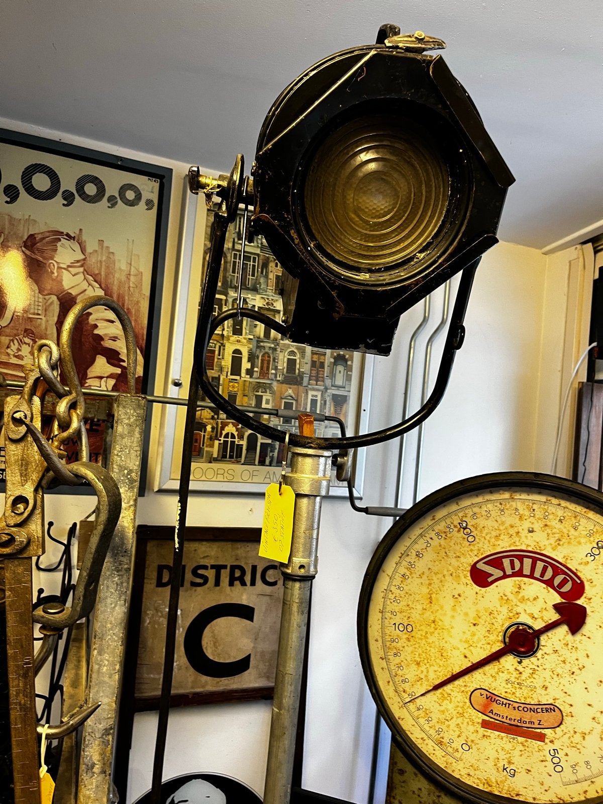 Vintage Filmspot op Statief - Industriële Stijl Lamp, Ophalen of Verzenden