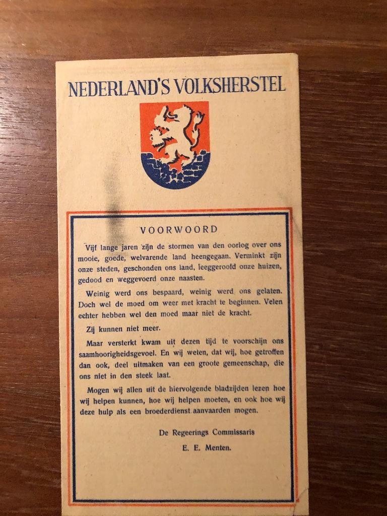 1945 Vlak na de Bevrijding folder Van Nederland's Volks-, Verzenden, Overige onderwerpen, Tweede Wereldoorlog, Gelezen