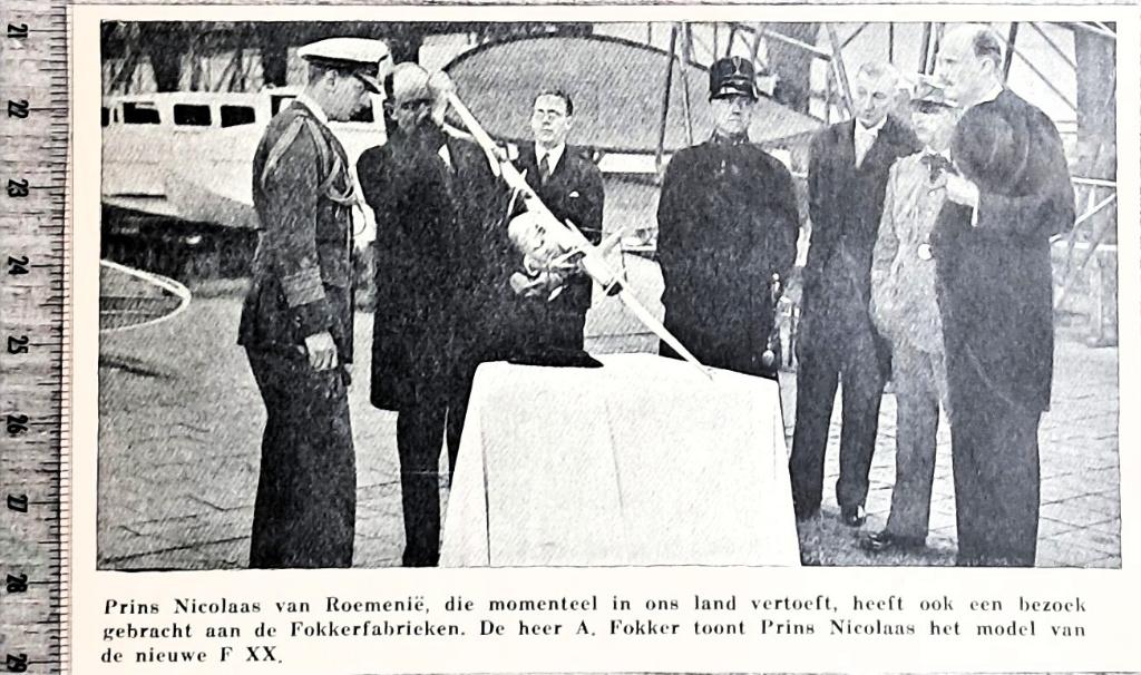 Amsterdam 1933, Prins Nicolaas (Roemenië) in fabriek Fokker, Verzenden, Voor 1940, Gebruikt, Overige onderwerpen