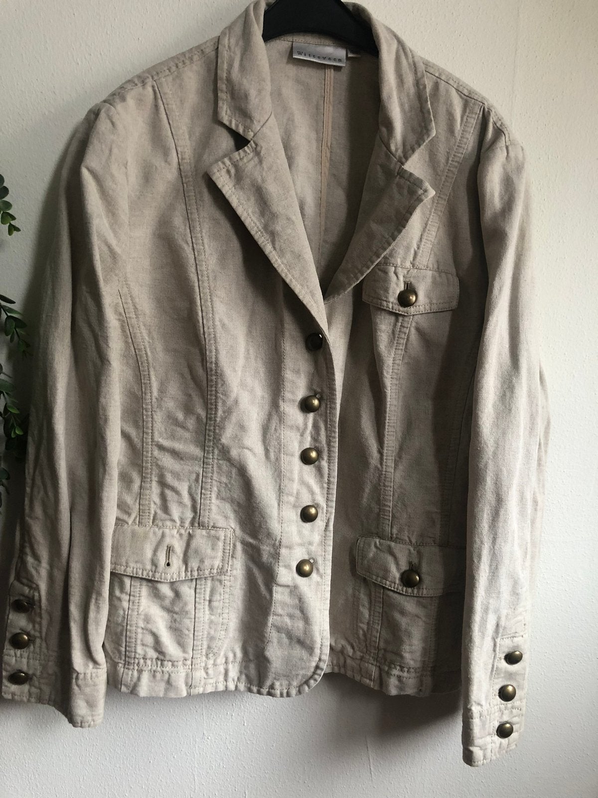 Beige linnen jasje Witteveen maat 44, Kleding | Dames, Ophalen of Verzenden, Nieuw, Maat 42/44 (L), Beige