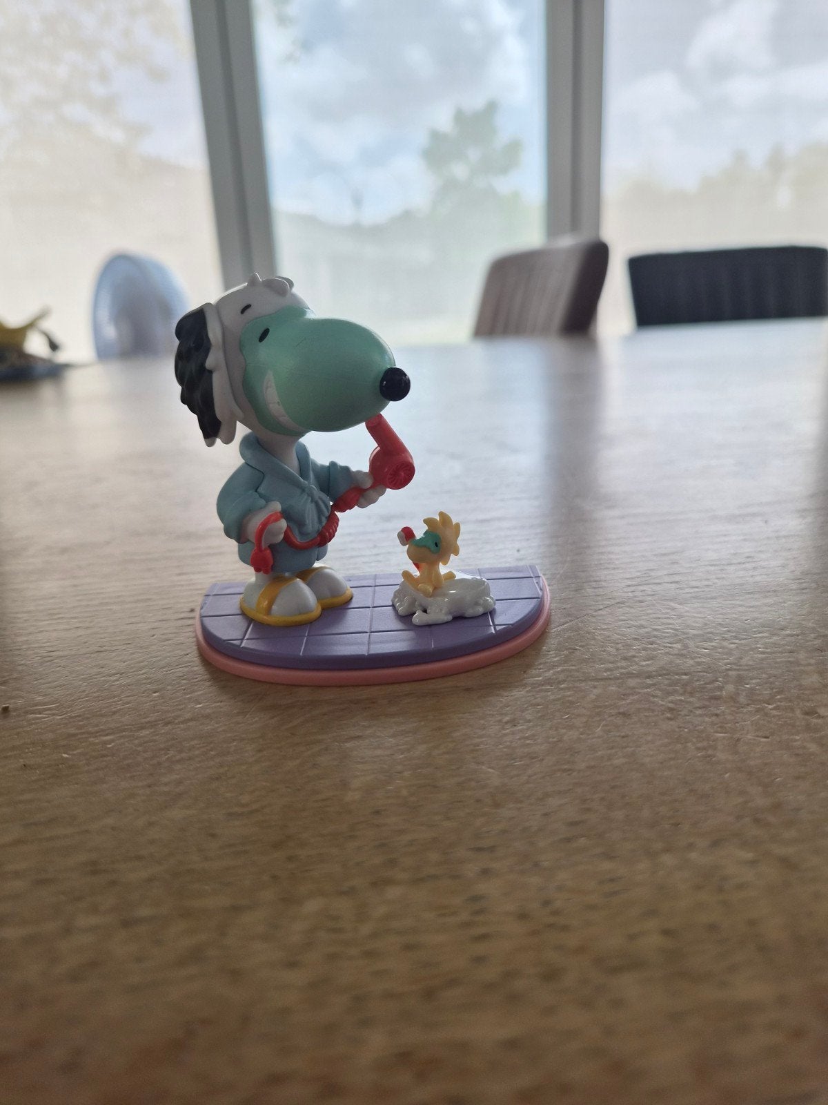 Snoopy beeldje met Woodstock en föhn, Verzamelen, Ophalen of Verzenden, Zo goed als nieuw