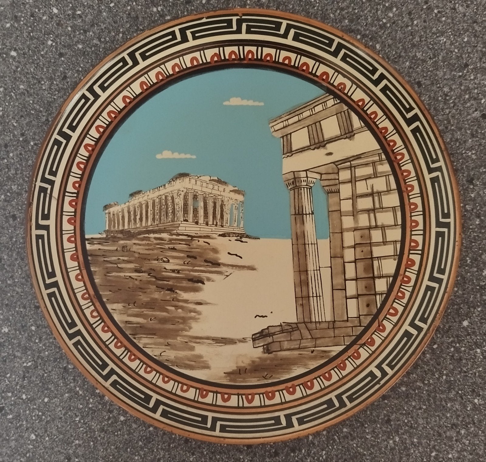 Handgemaakte Griekse decoratieve koperen wandplaat, 22 cm, Ophalen of Verzenden