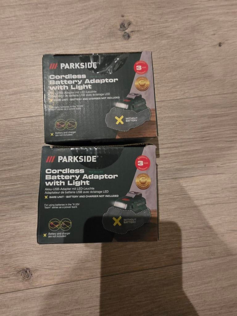 Parkside Accu USB Adapter met Licht (2 stuks), Ophalen