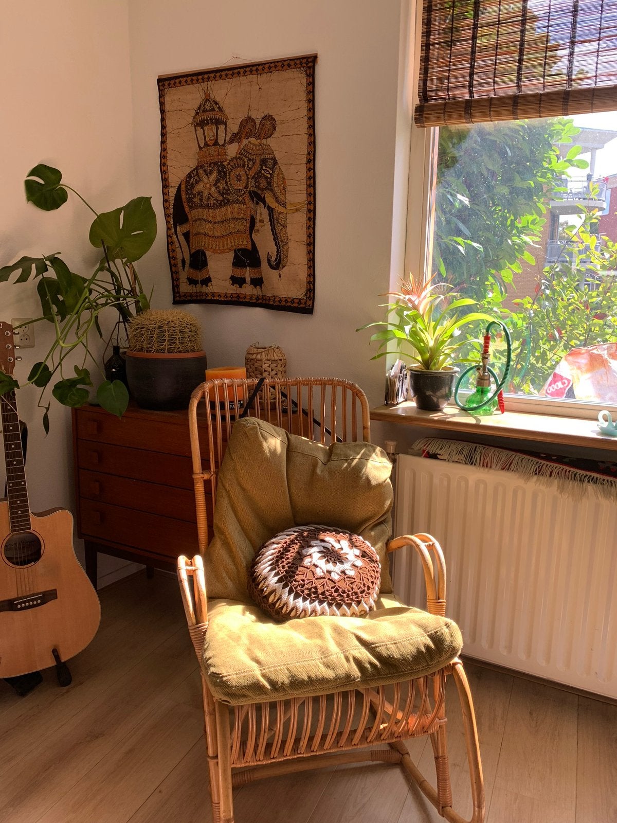 Bamboe rotan schommelstoel kinderkamer, Ophalen, Gebruikt, Minder dan 75 cm, Vintage