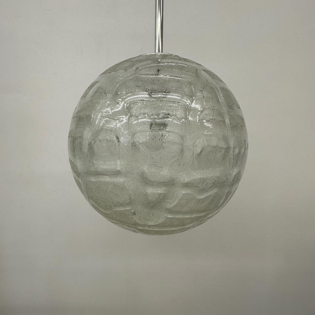 hanglamp doria leuchten lamp glas jaren 70, Huis en Inrichting, Lampen | Hanglampen, Lamp, Lamp, Ophalen of Verzenden, Zo goed als nieuw