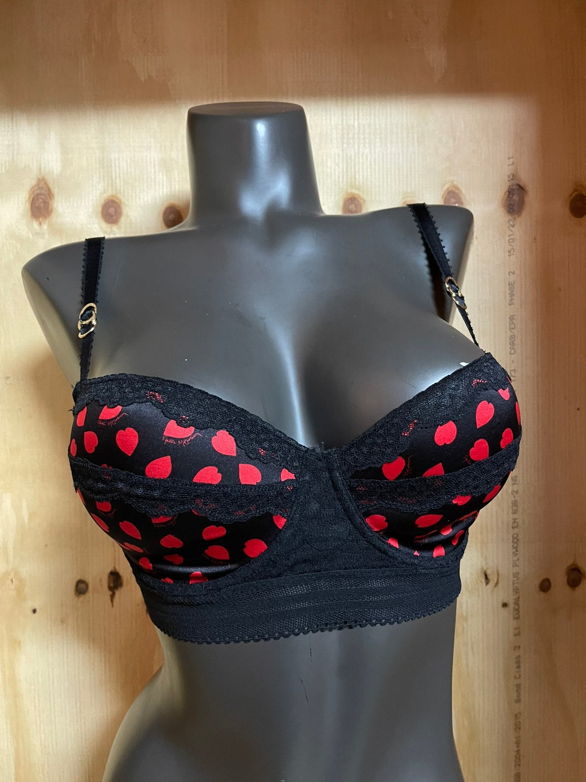 Stella mc cartney longline bh 70e model hartjes, Verzenden, Zwart, BH