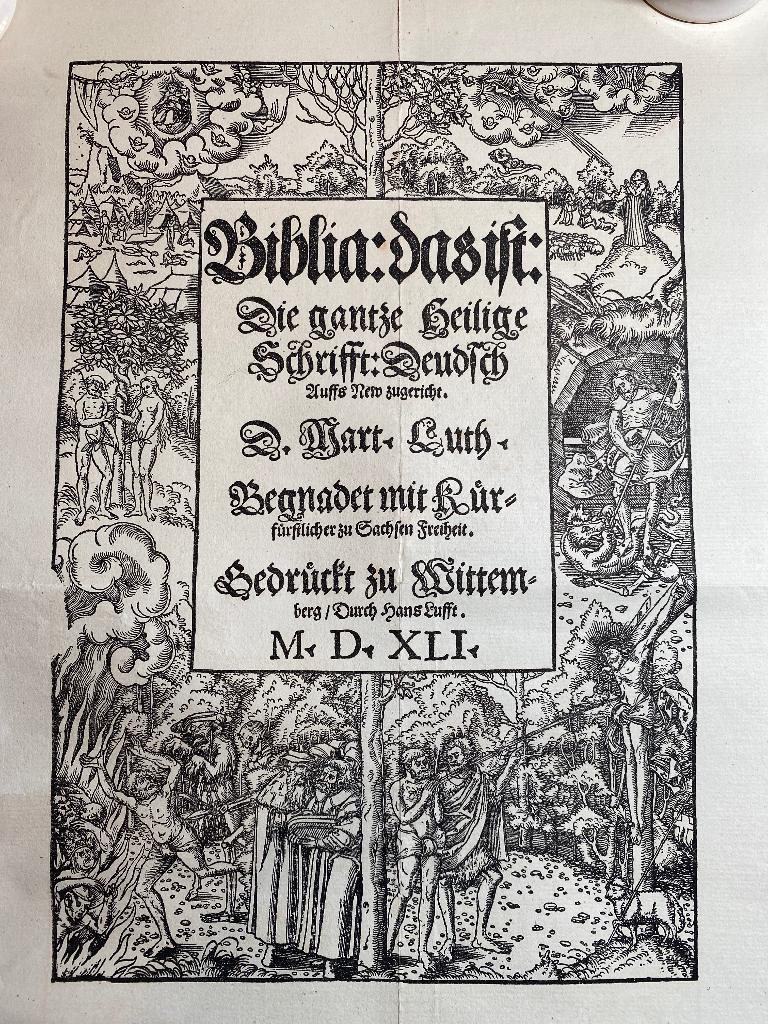 Antieke facsimile 1881 - Titelblad Luther-Bijbel (1541), Ophalen of Verzenden, Maarten Luther