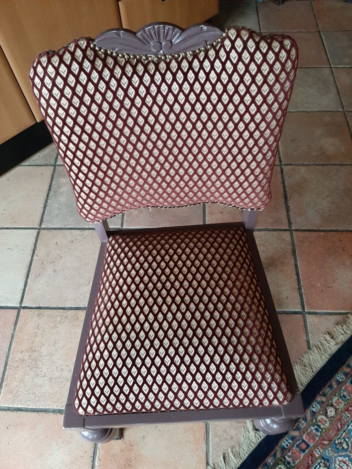 6 Houten Eettafelstoelen met Stoffen Bekleding, Ophalen, Hout, Gebruikt, Overige kleuren