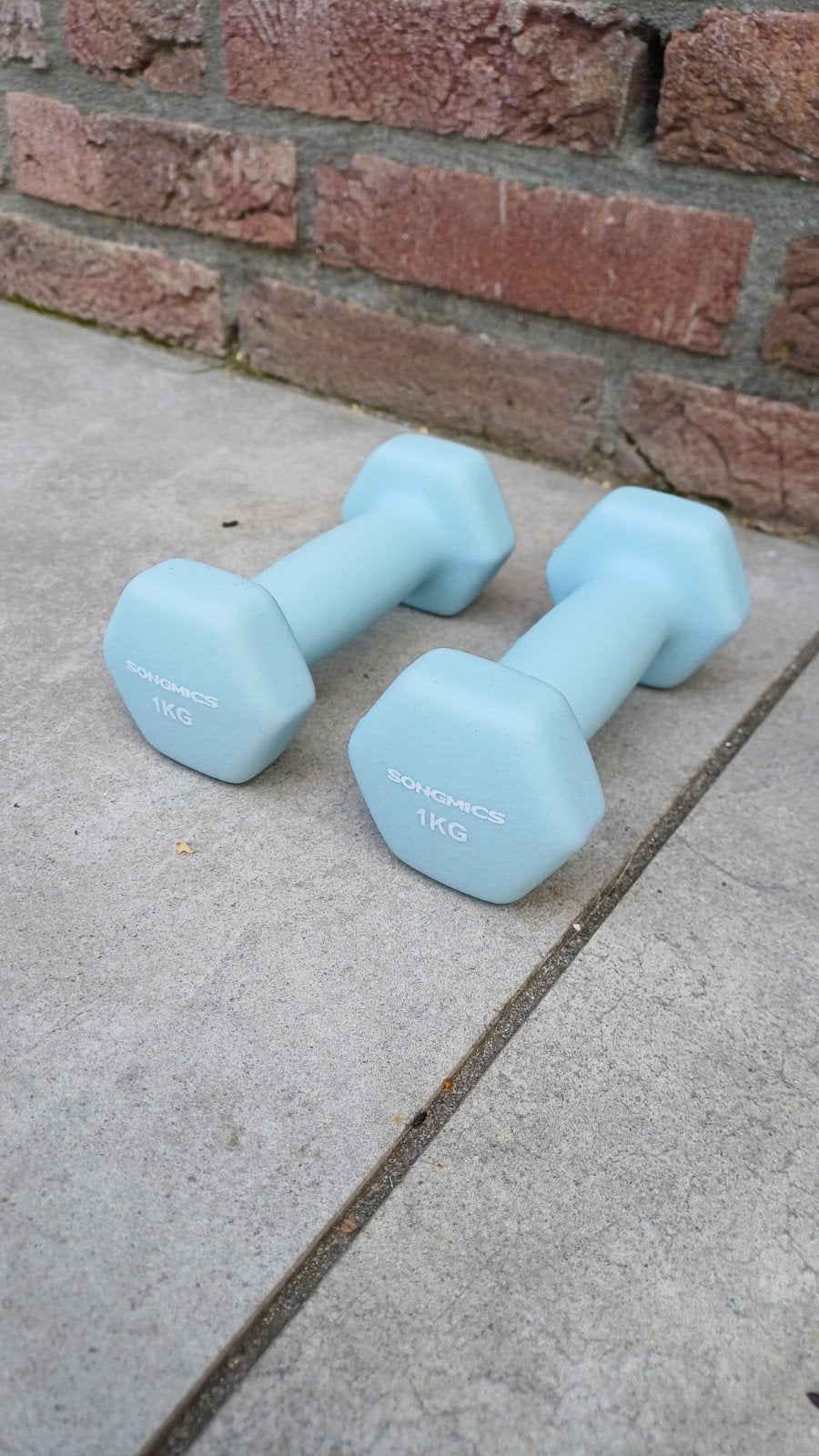 Set Zeshoekige Dumbell Halterset 2x1kg Licht Blauw Nieuw!!, Ophalen of Verzenden, Nieuw, Benen, Dumbbell