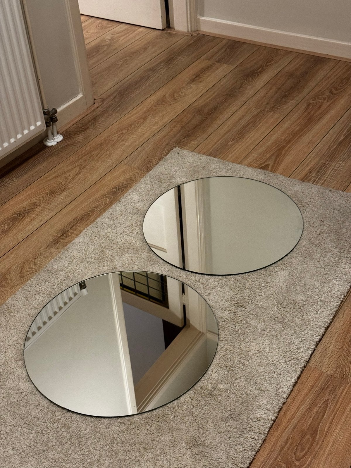 Set van 2 ronde spiegels - 50 diameter, Huis en Inrichting, Rond, Ophalen of Verzenden, Zo goed als nieuw, Minder dan 100 cm