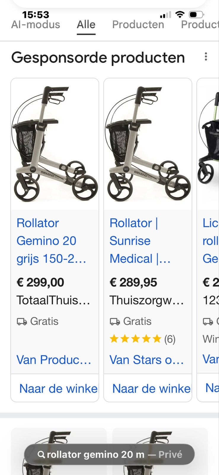 Gemino 20 rollator, Ophalen, Gebruikt