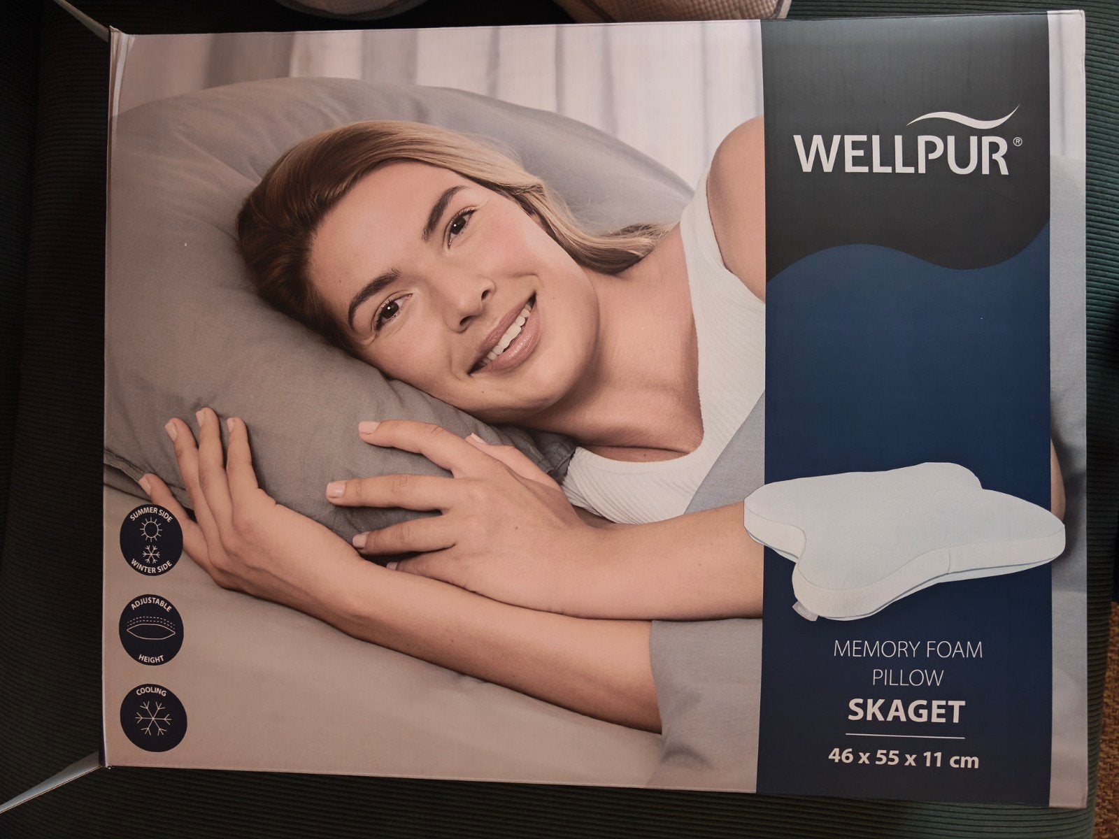 Wellpur memory foam kussen 46x55cm, Overige merken, Wit, Ergonomisch, Hoofdkussen