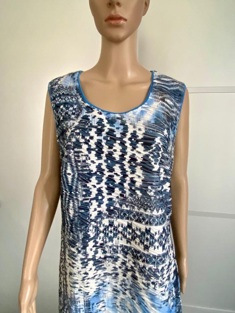 i218 Sensia maat 44=L jurk jurkje blauw/wit, Kleding | Dames, Blauw, Maat 42/44 (L), Zo goed als nieuw, Onder de knie