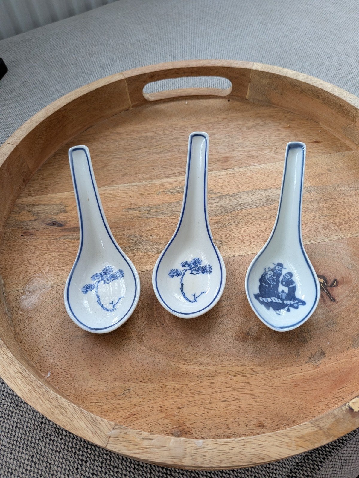 Set van 3 Chinese porseleinen lepels - blauw/wit, Ophalen of Verzenden