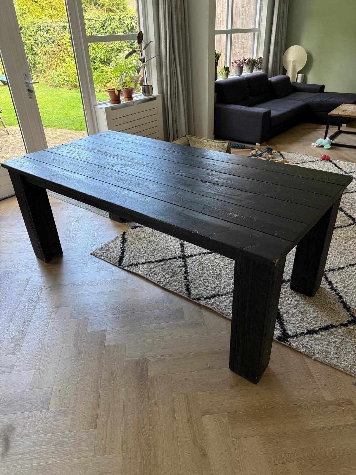 Robuuste houten eettafel (100x200x78cm), Ophalen, Gebruikt, 100 tot 150 cm, Vijf personen of meer