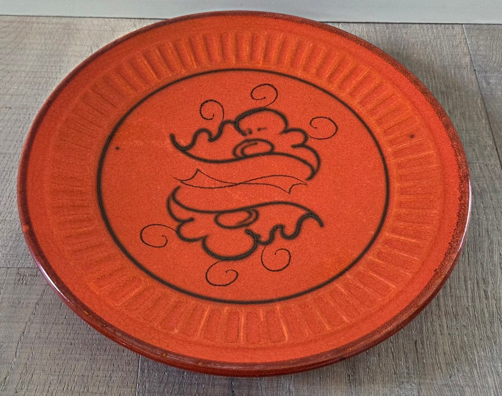 Vintage 60s Oranje Flora Holland Grote, wandschaal, kom 29cm, Antiek en Kunst, Antiek | Wandborden en Tegels, Ophalen of Verzenden